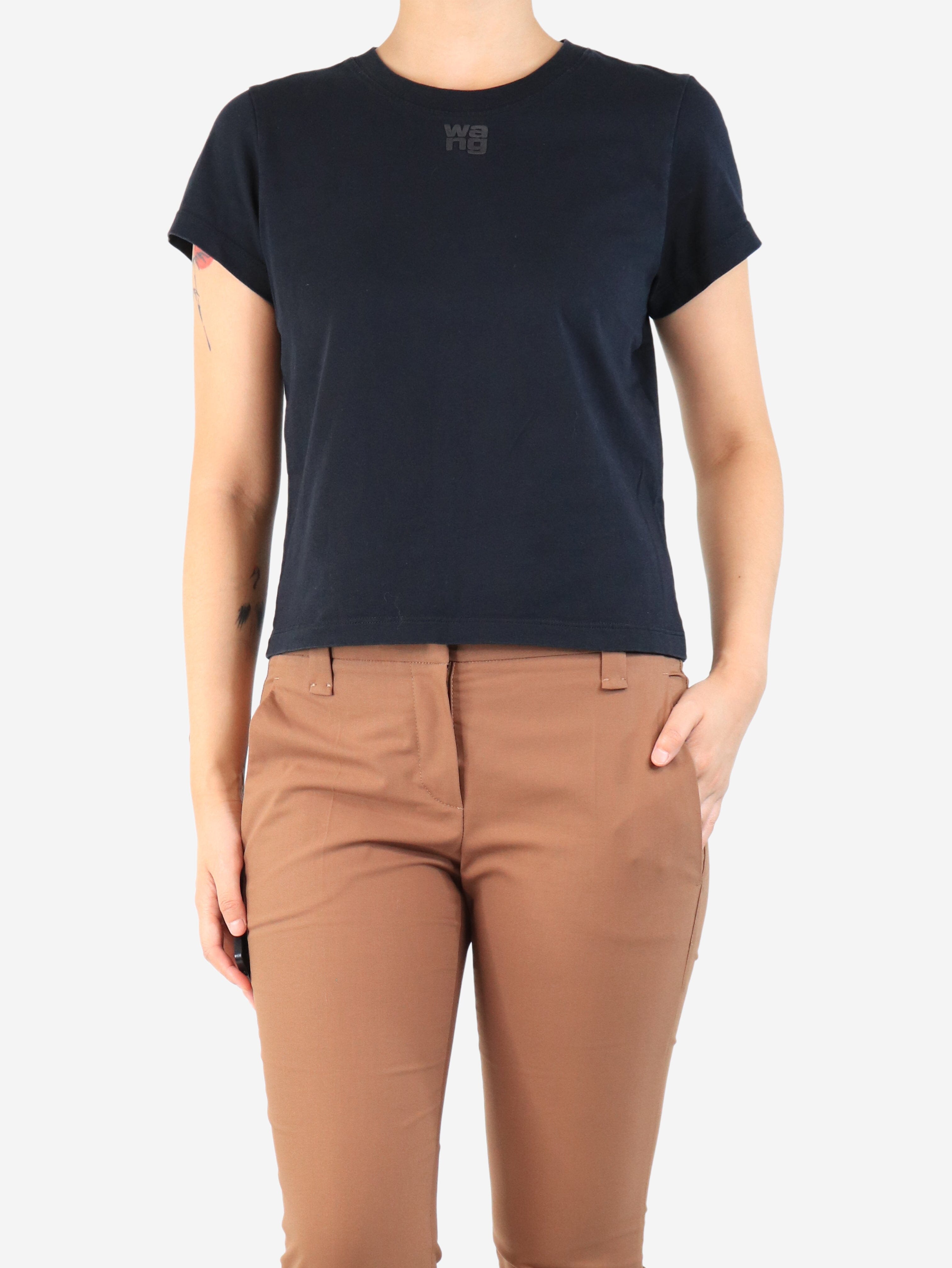 Black cropped logo t-shirt - size S Tops Alexander Wang 