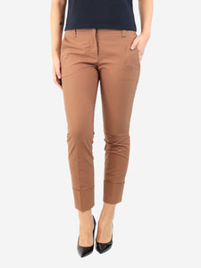 Brunello Cucinelli Brown tailored cotton trousers - size UK 10