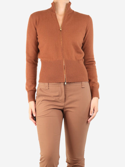 Brown cashmere zip-up cardigan - size UK 12 Knitwear Loro Piana 