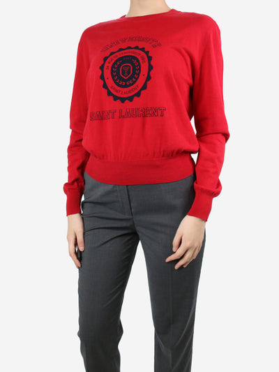Red graphic logo sweater - size M Knitwear Saint Laurent 