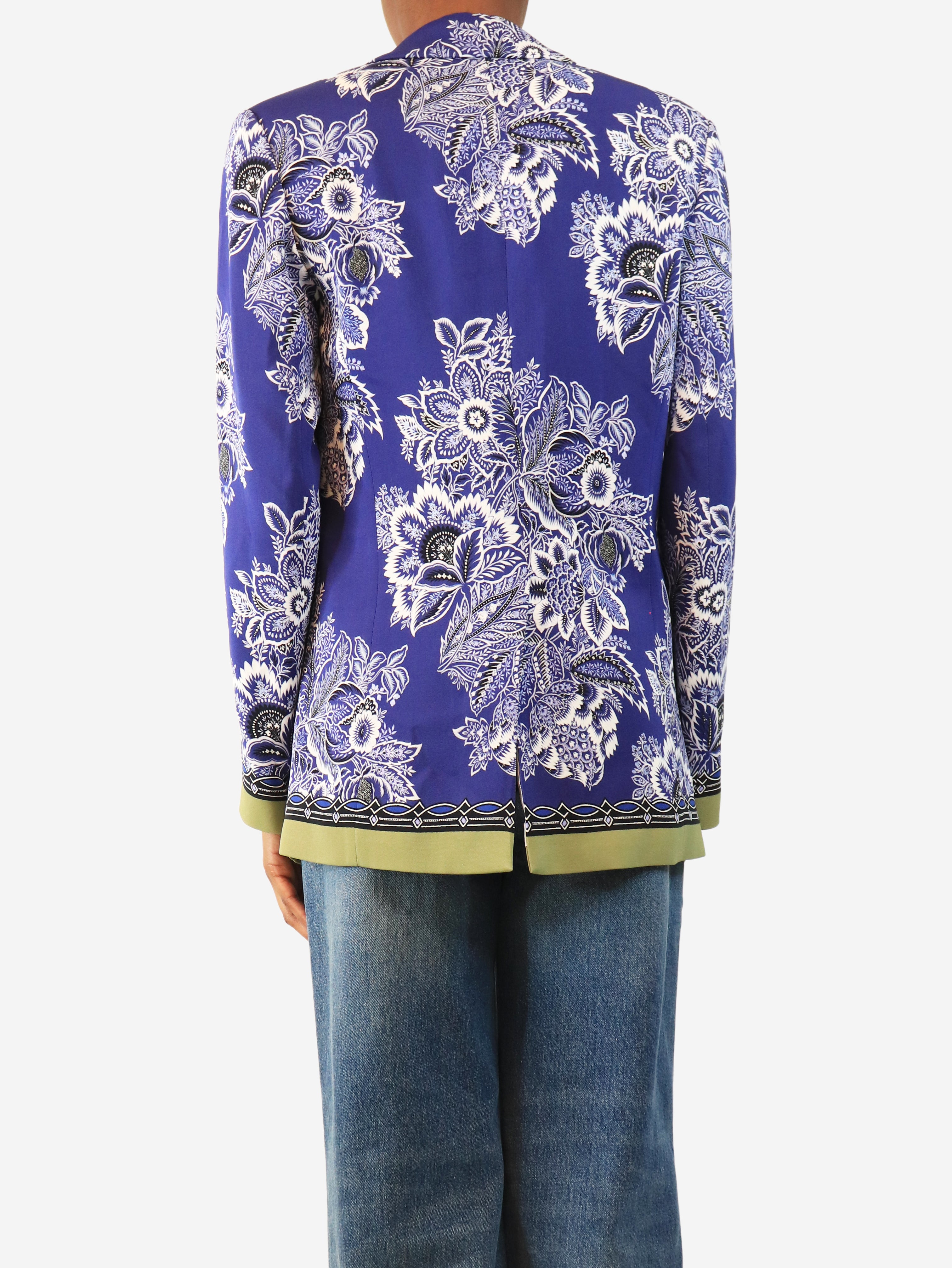 Blue floral printed blazer - size UK 6