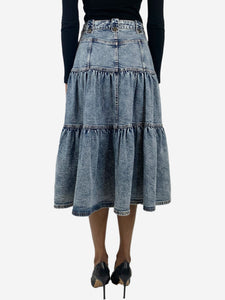 Ulla Johnson Blue denim tiered midi skirt - size UK 6