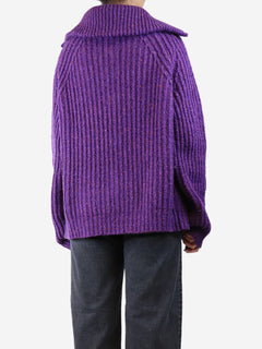 Purple chunky ribbed zip cardigan - size UK 16 Knitwear Marni 