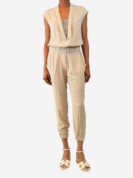 Grey silk crepe jumpsuit - size M product image