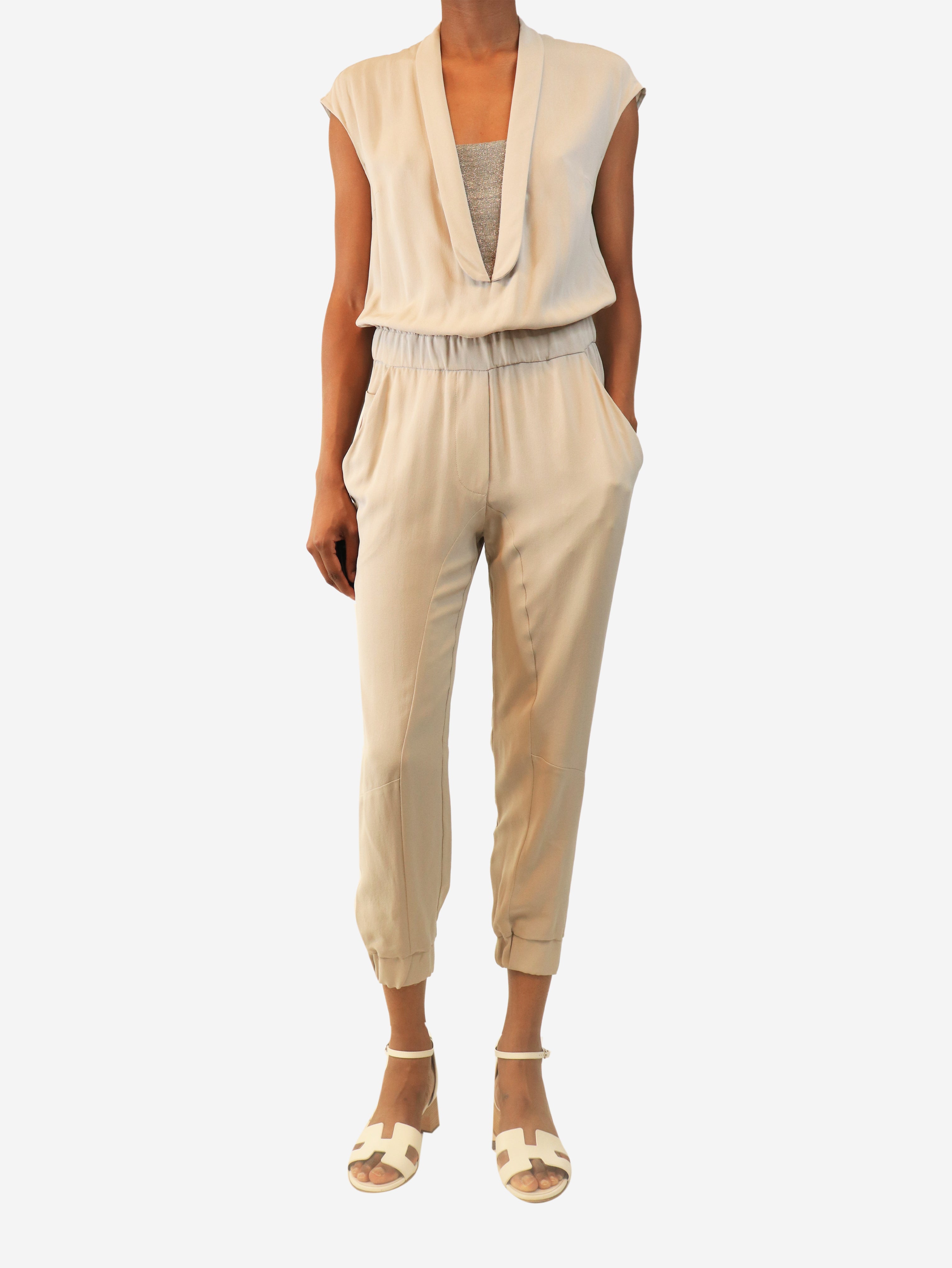 Grey silk crepe jumpsuit - size M