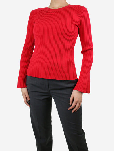 Red ribbed flare sleeve top - size XS Tops Diane Von Furstenberg 