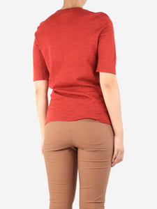 Chanel Red elephant emblem knit top - size UK 8