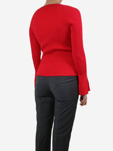 Diane Von Furstenberg Red ribbed flare sleeve top - size XS