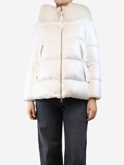 White hooded puffer jacket - size UK 8 Coats & Jackets Moncler 