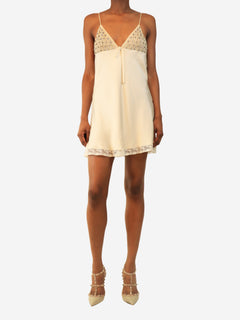 Cream silk embellished mini dress - size UK 8 Dresses Miu Miu 
