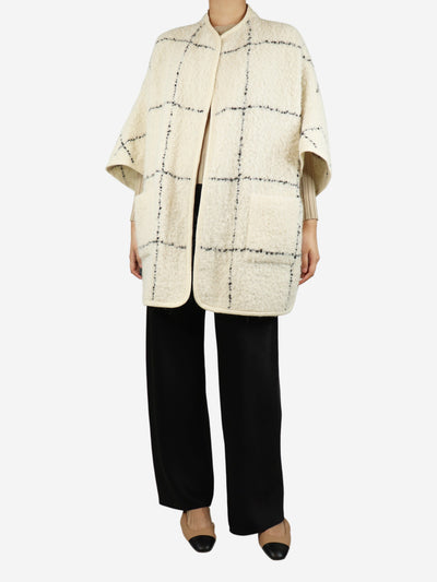 White checkered wool poncho - size UK 10 Coats & Jackets Akris 