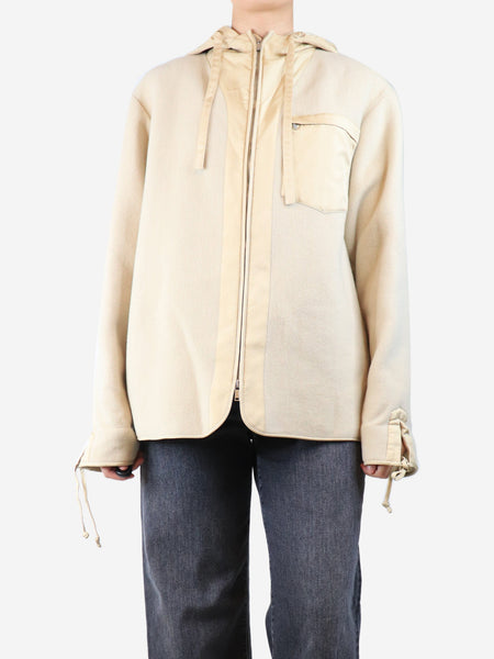 Cream hooded wool jacket - size UK 12 product image