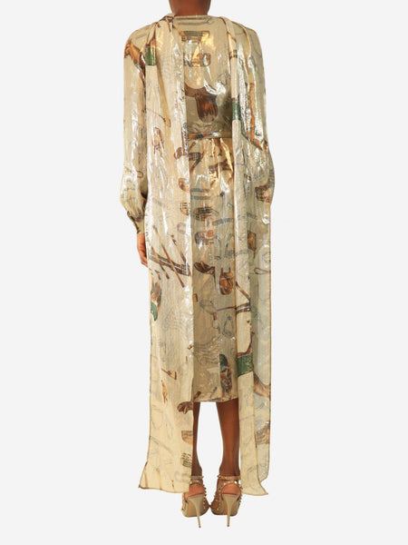 Gold lurex midi wrap dress - size UK 6 alternate image