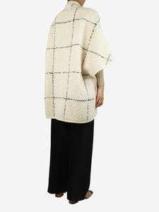 Akris White checkered wool poncho - size UK 10