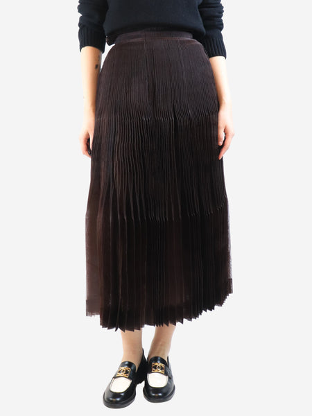 Brown pleated midi skirt - size S product image