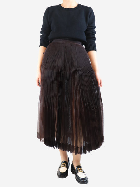 Brown pleated midi skirt - size S alternate image