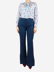 Victoria Beckham Teal Blue Alina tailored trousers - size UK 10