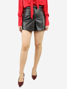 self-portrait Black leather mini skirt - size UK 8