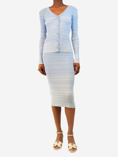 Blue ribbed dress and cardigan set - size XS