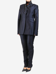 Gabriela Hearst Navy blue silk and wool-blend suit set - size UK 12