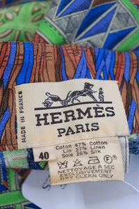 Hermes Multi vintage printed skirt - size UK 12