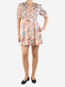 Ba&sh Cream floral crepe mini dress - size UK 8