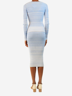 Blue ribbed dress and cardigan set - size XS