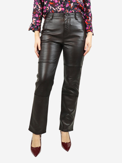 Brown slim-leg leather trousers - size UK 8 Trousers Ganni 