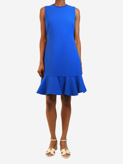 Blue sleeveless ruffle-hem dress - size UK 8