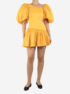 Aje Yellow cut out mini dress - size UK 8