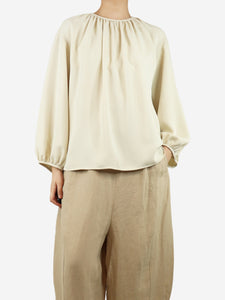 Toteme Ivory gathered puff-sleeved blouse - size UK 10