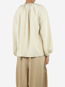 Toteme Ivory gathered puff-sleeved blouse - size UK 10