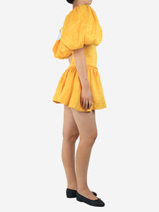Aje Yellow cut out mini dress - size UK 8