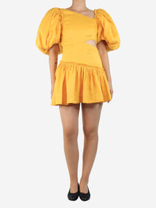 Aje Yellow cut out mini dress - size UK 8