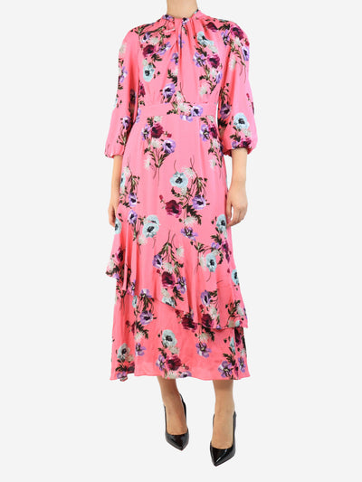 Pink floral crepe midi dress - size UK 10 Dresses Erdem 