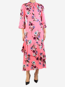 Erdem Pink floral crepe midi dress - size UK 10
