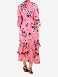 Erdem Pink floral crepe midi dress - size UK 10