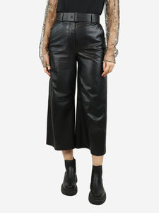 Joseph Black belted leather trousers - size UK 8