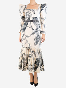 Johanna Ortiz Cream leafy printed maxi dress - size UK 12