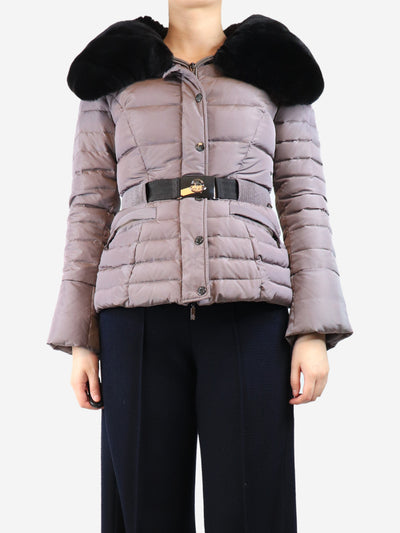 Purple Belted puffer coat - size UK 8 Coats & Jackets Moncler 