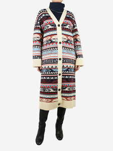 J.won Cream fairisle long cardigan - size S