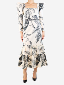 Johanna Ortiz Cream leafy printed maxi dress - size UK 12
