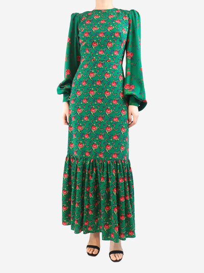 Green floral printed maxi dress - size UK 10 Dresses The Vampire's Wife 