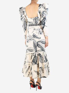 Johanna Ortiz Cream leafy printed maxi dress - size UK 12
