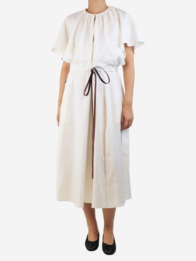Cream flowy dress with brown belt - size UK 10 Dresses Altuzarra 