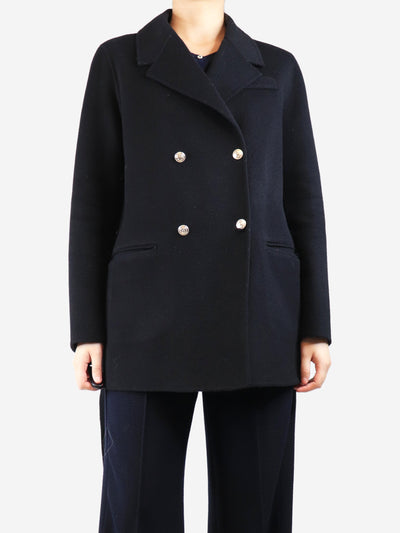 Black belted wool-blend jacket - size UK 12 Coats & Jackets Maje 