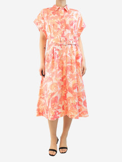 Orange floral printed midi dress - size UK 14 Dresses Rebecca Vallance 
