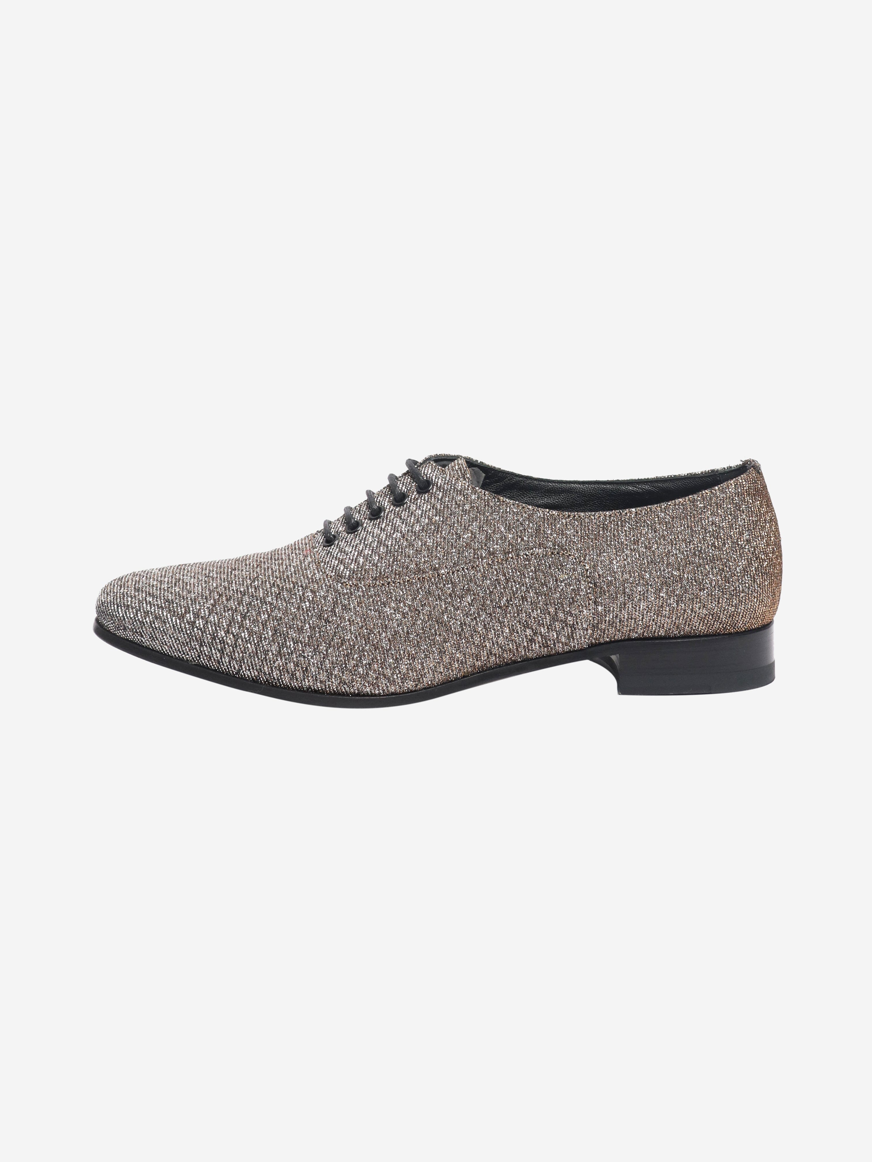 Gold glittery lace-up shoes - size EU 38.5 Flat Shoes Saint Laurent 