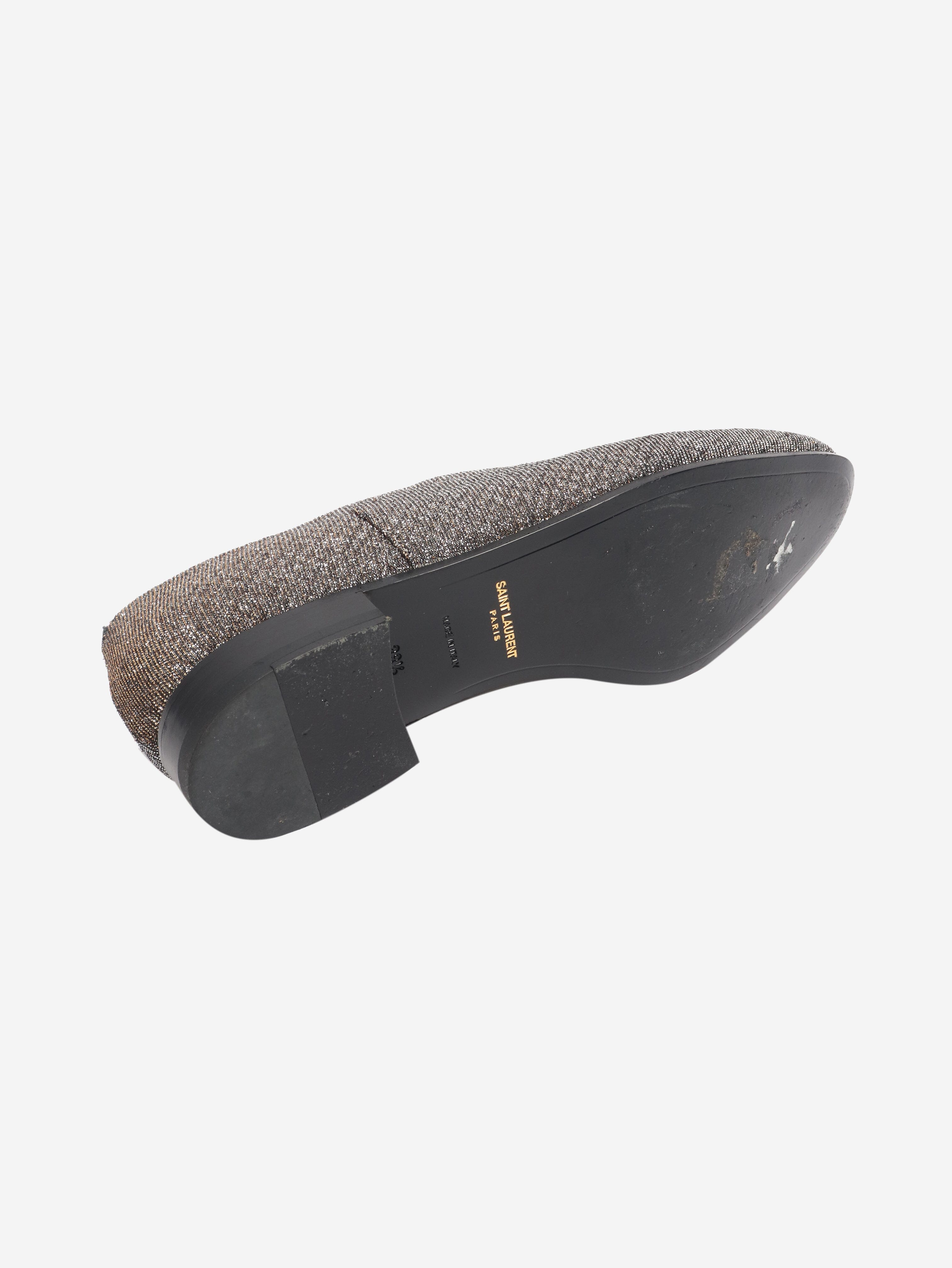 Gold glittery lace-up shoes - size EU 38.5 Flat Shoes Saint Laurent 