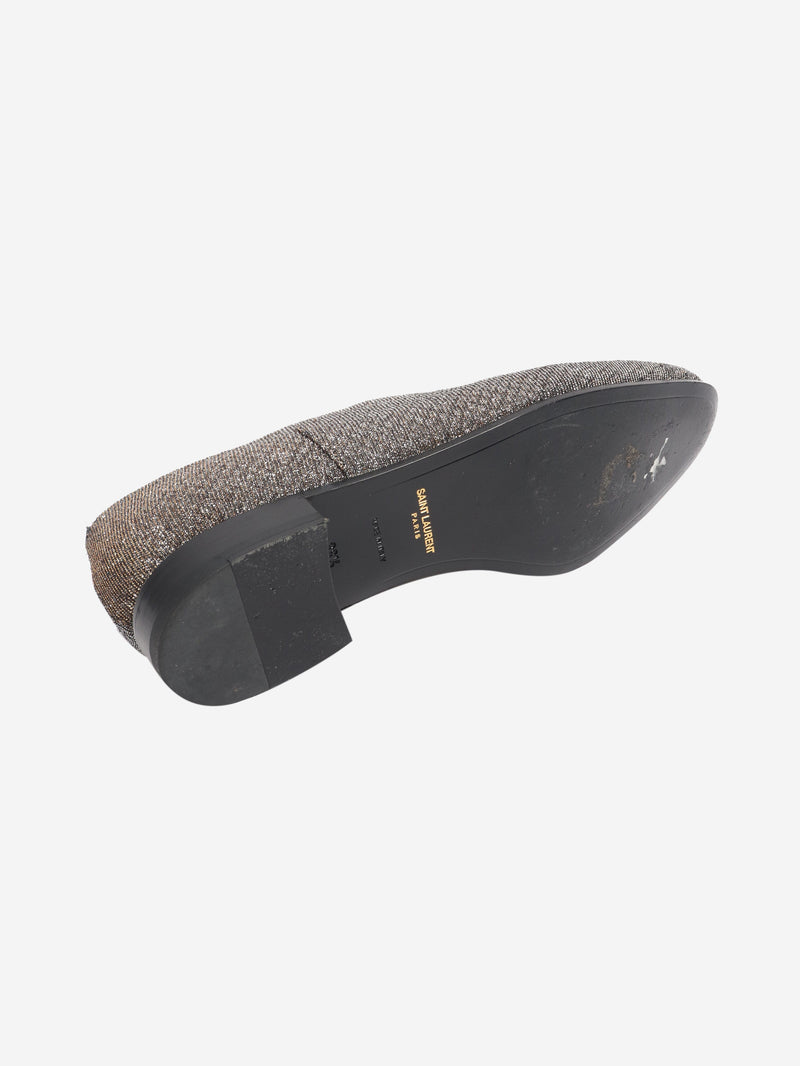 Gold glittery lace-up shoes - size EU 38.5 Flat Shoes Saint Laurent 
